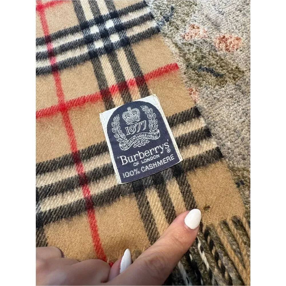 Authentic Vintage Burberry Nova Check Scarf 100% Cashmere